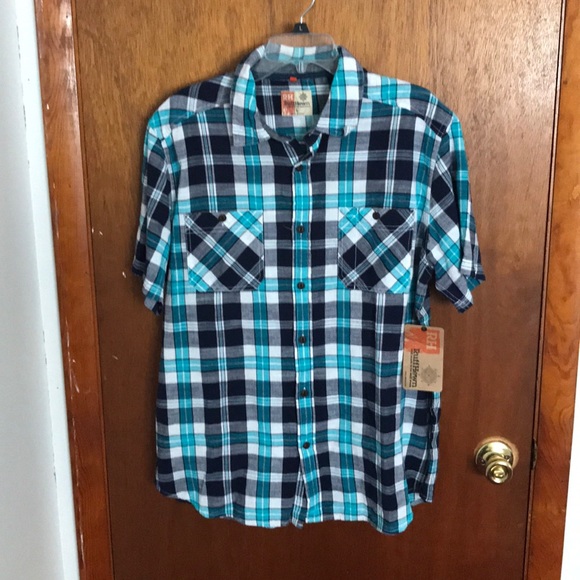 Chemise Garçon Ruff Hewn – Vert à Carreaux, Manches Longues, Boutons – Taille 10/12 – Occasion